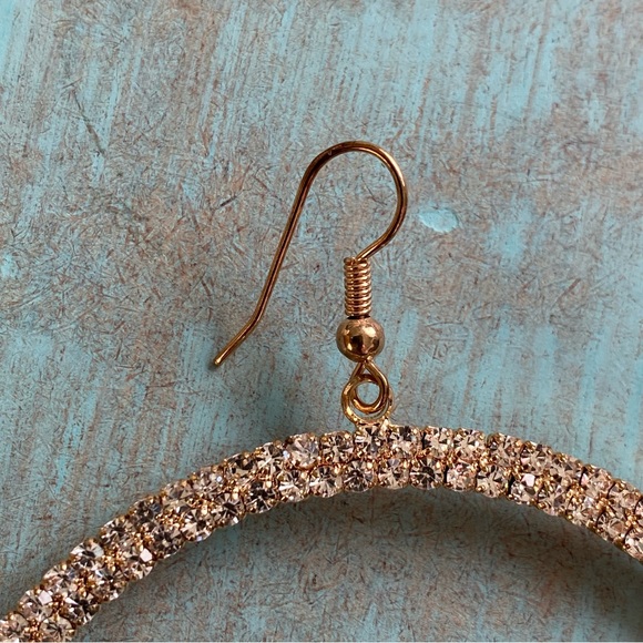 Bebe Large Hoop Diamond Earrings NWT - Picture 7 of 17